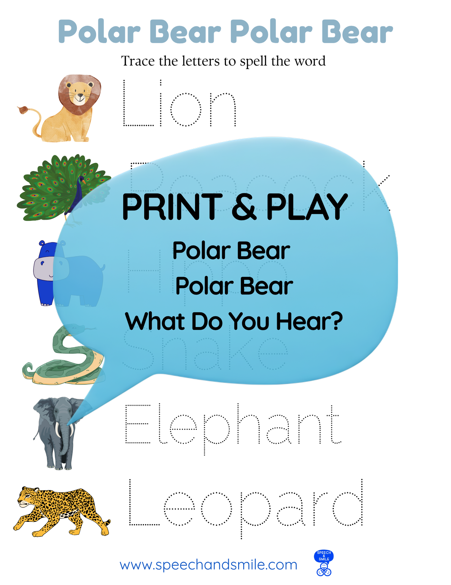 Say and Play Story Kit Companion Pack – Polar Bear Polar Bear What do you Hear? PRINTABLE ACTIVITIES Instant Download Book Extension
