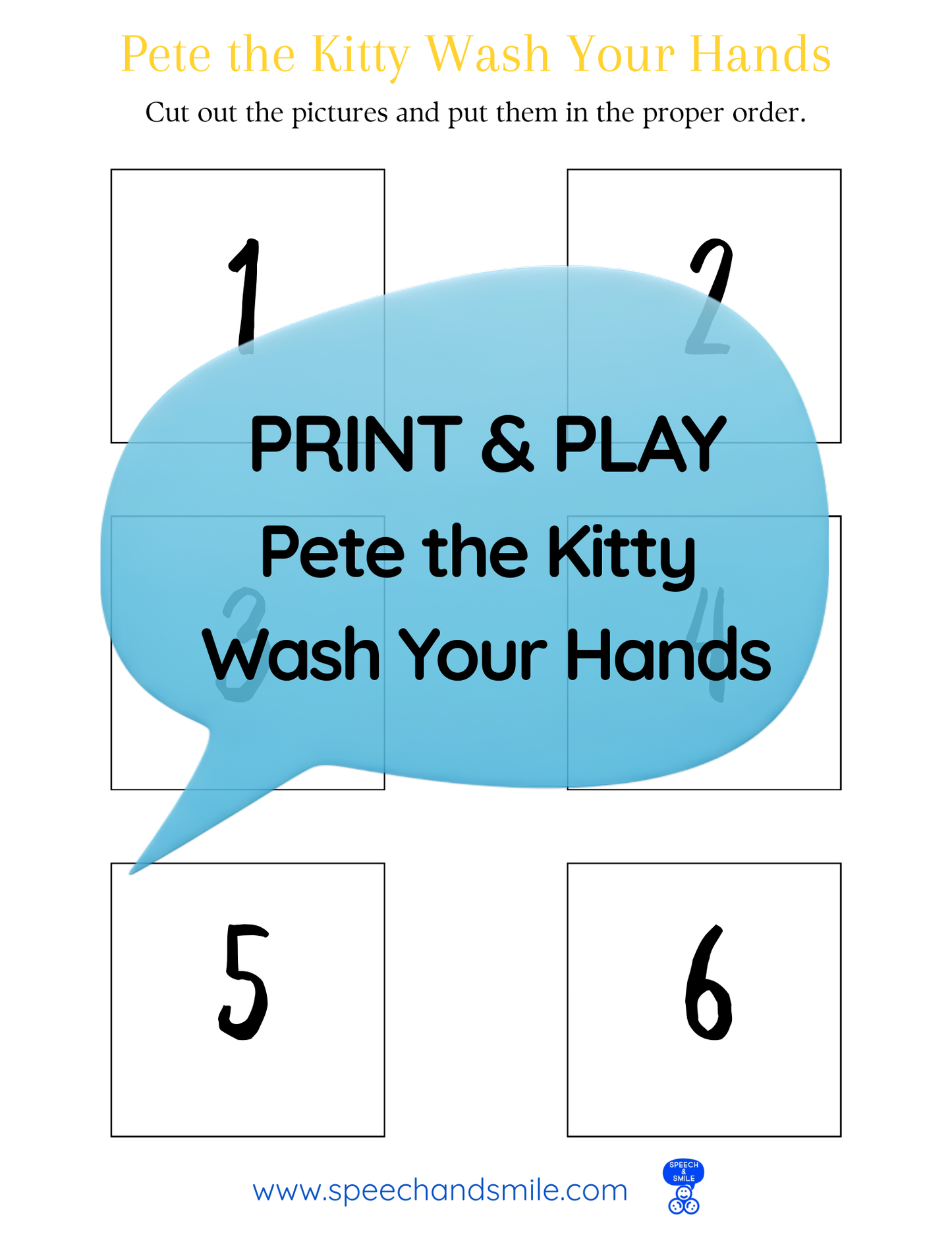 Say and Play Story Kit Companion Pack – Pete the Cat Wash Your Hands PRINTABLE ACTIVITIES Instant Download Book Extension