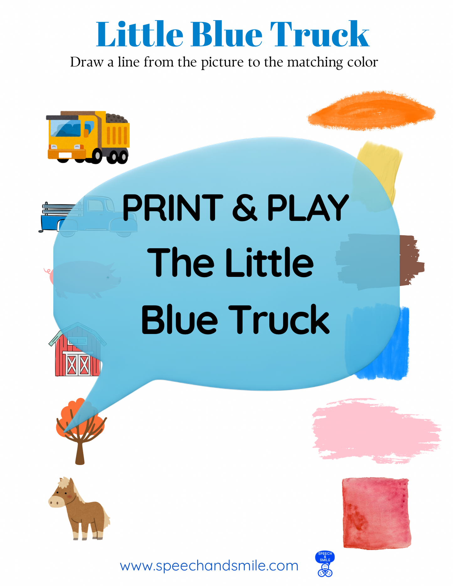 Say and Play Story Kit Companion Pack – Little Blue Truck PRINTABLE ACTIVITIES Speech & Language Instant Download Book Extension