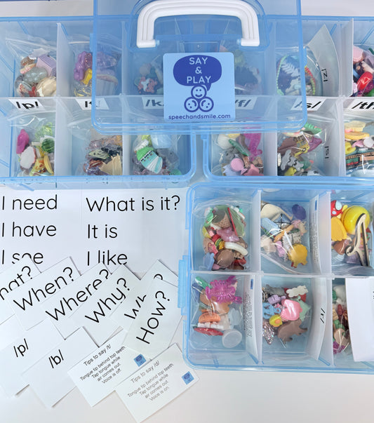 Speech Therapy Mini Objects Set – 300+ Articulation Trinkets with Sound Cards in Portable Case | Say & Play Mini Objects Kit for Speech Sounds