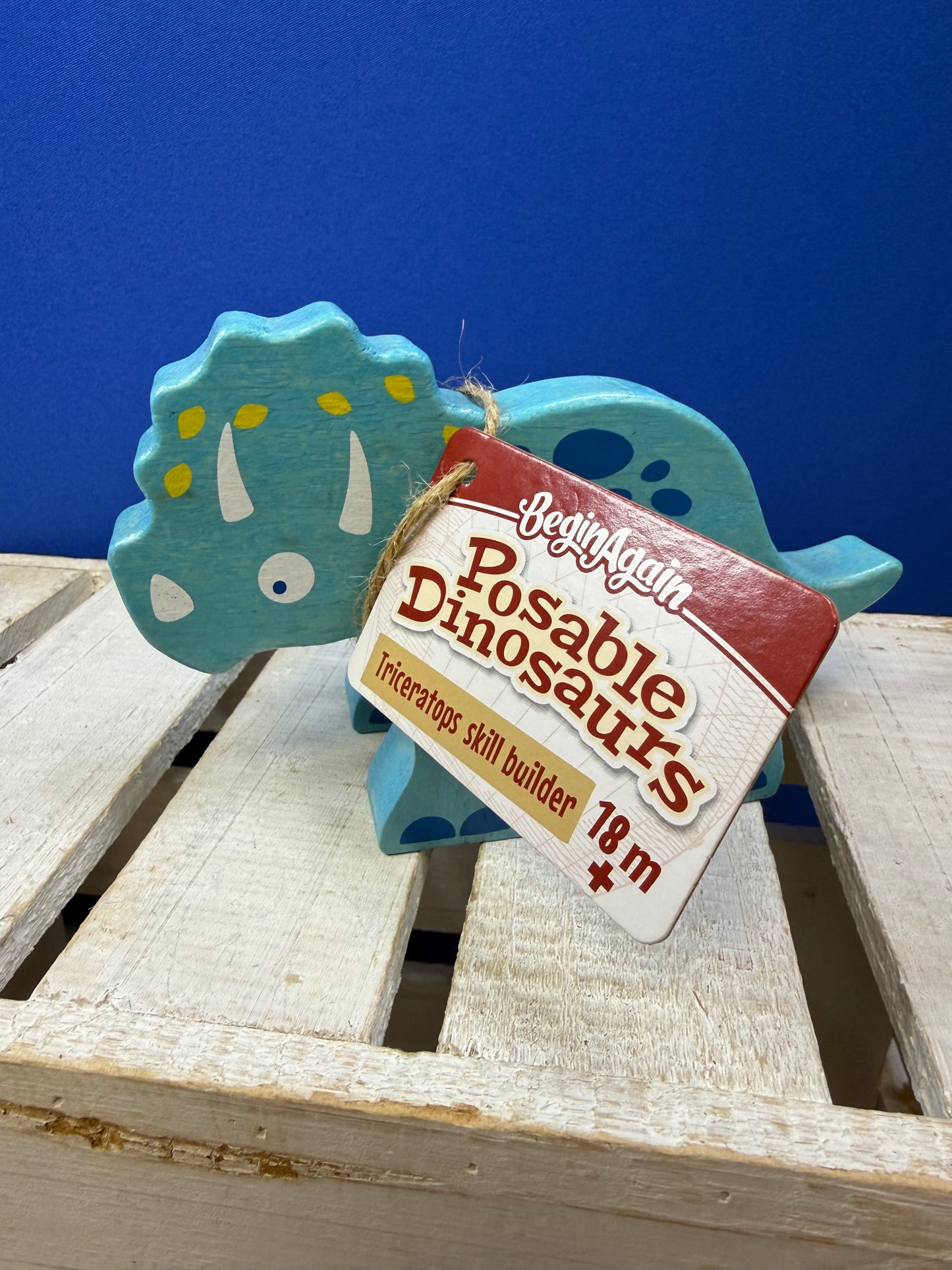 BeginAgain Posable Dinosaurs Triceratops Wooden Toy | Montessori Dinosaur Figure