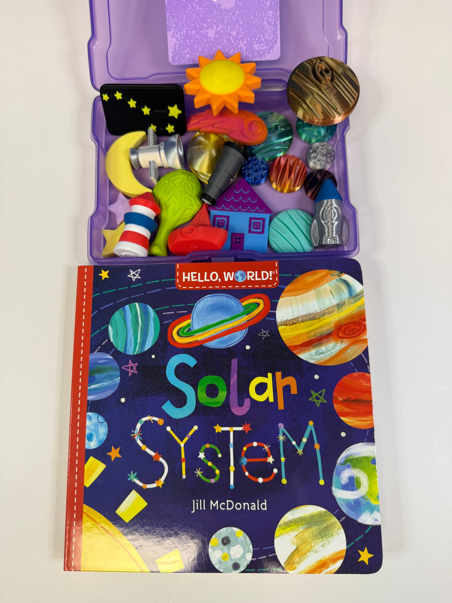 Space Book and Story Objects Speech Therapy Solar System Theme Miniatures - Say and Play Story Kit