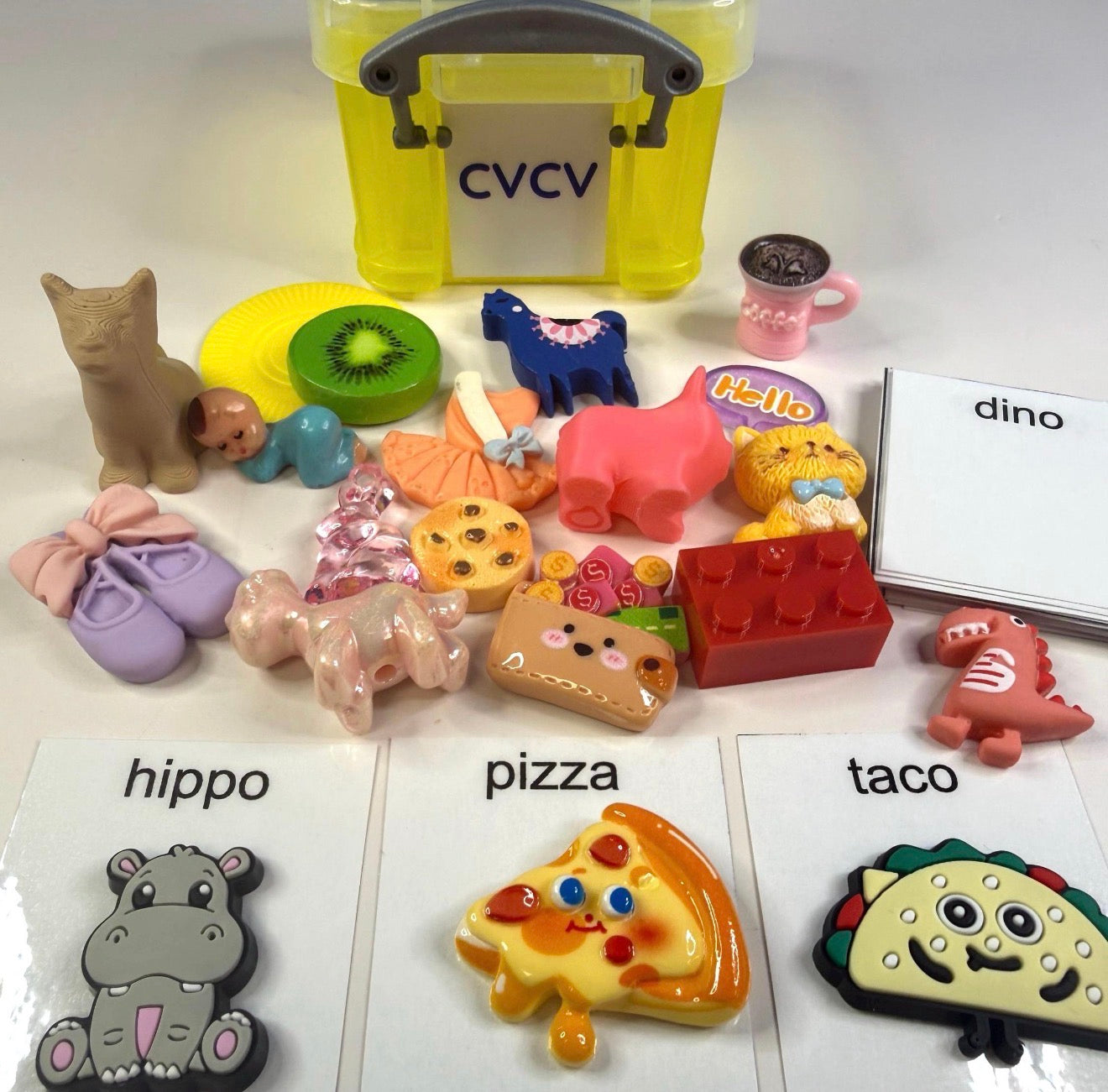 Word Shape Mini Objects Kit for Speech Therapy | Apraxia, Articulation, cvc, cvcv, cvcvc, vc, cv, 3 & 4 Syllable Words