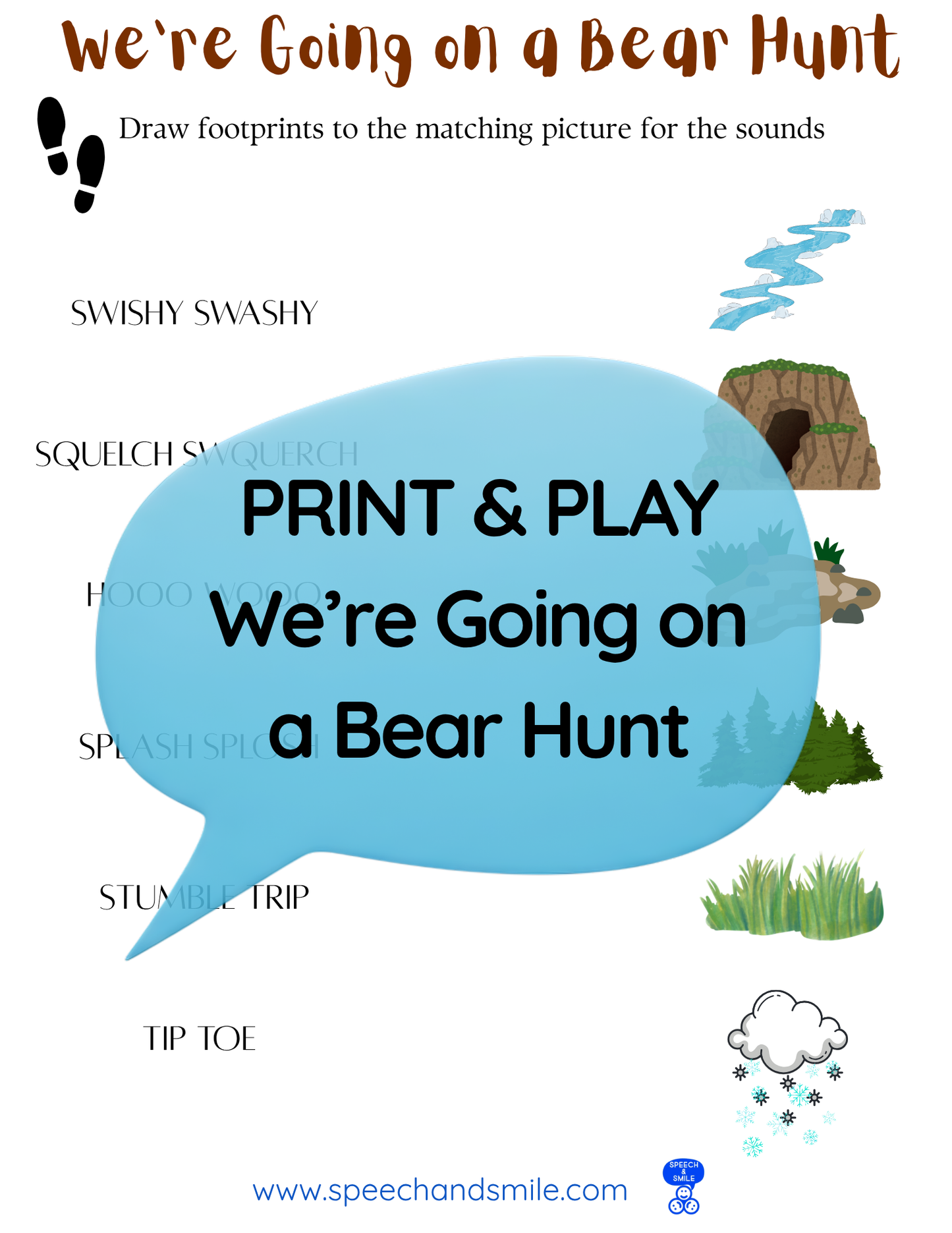 Say and Play Story Kit Companion Pack - We're Going on a Bear Hunt PRINTABLE ACTIVITIES Instant Download Book Extension