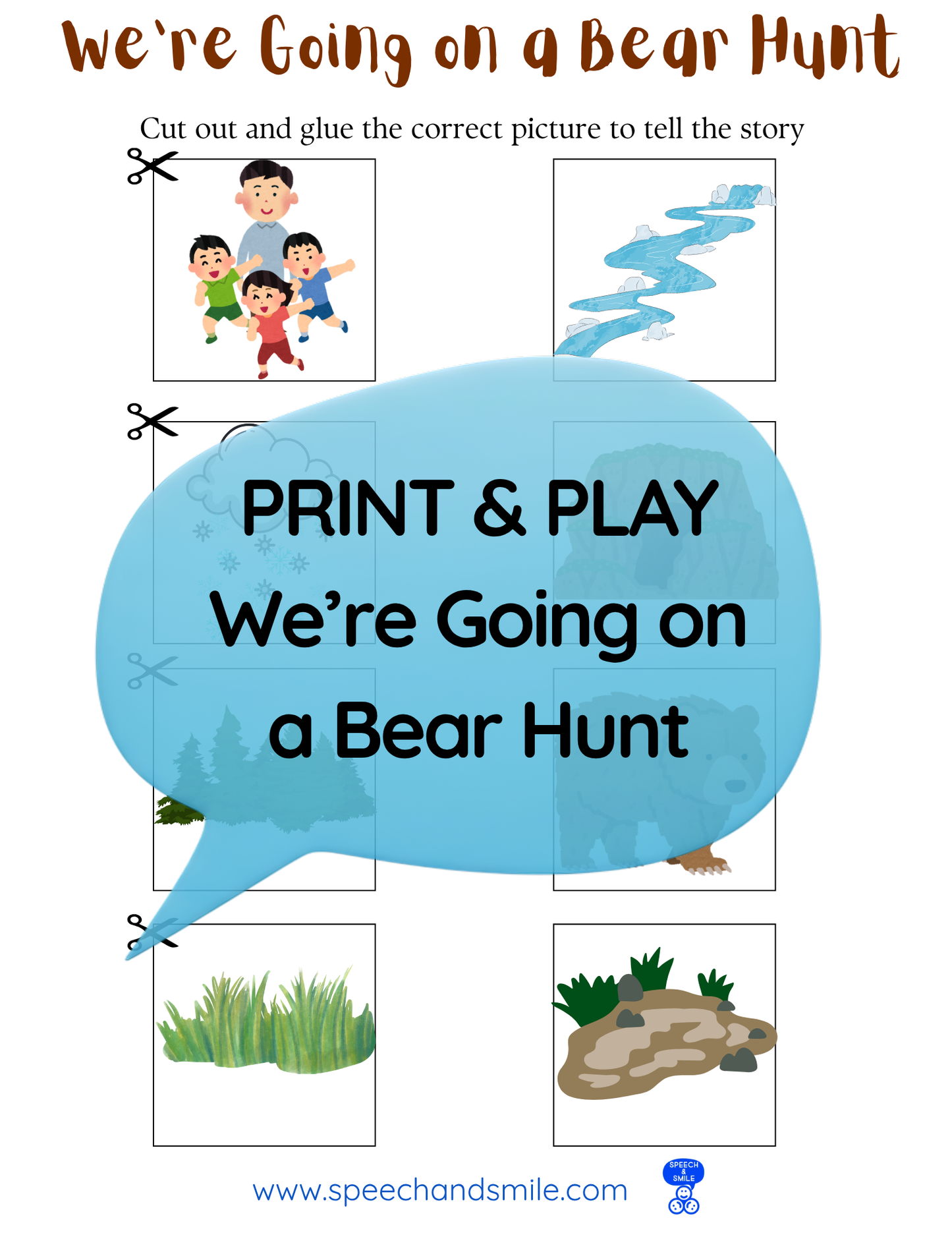Say and Play Story Kit Companion Pack - We're Going on a Bear Hunt PRINTABLE ACTIVITIES Instant Download Book Extension