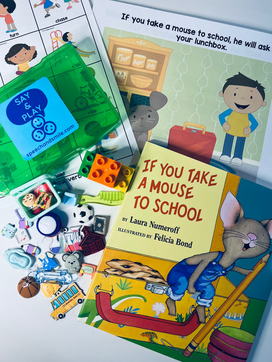 If You Take a Mouse to School Mini Objects Speech Therapy Activity  Say and Play Story Kit School Minis