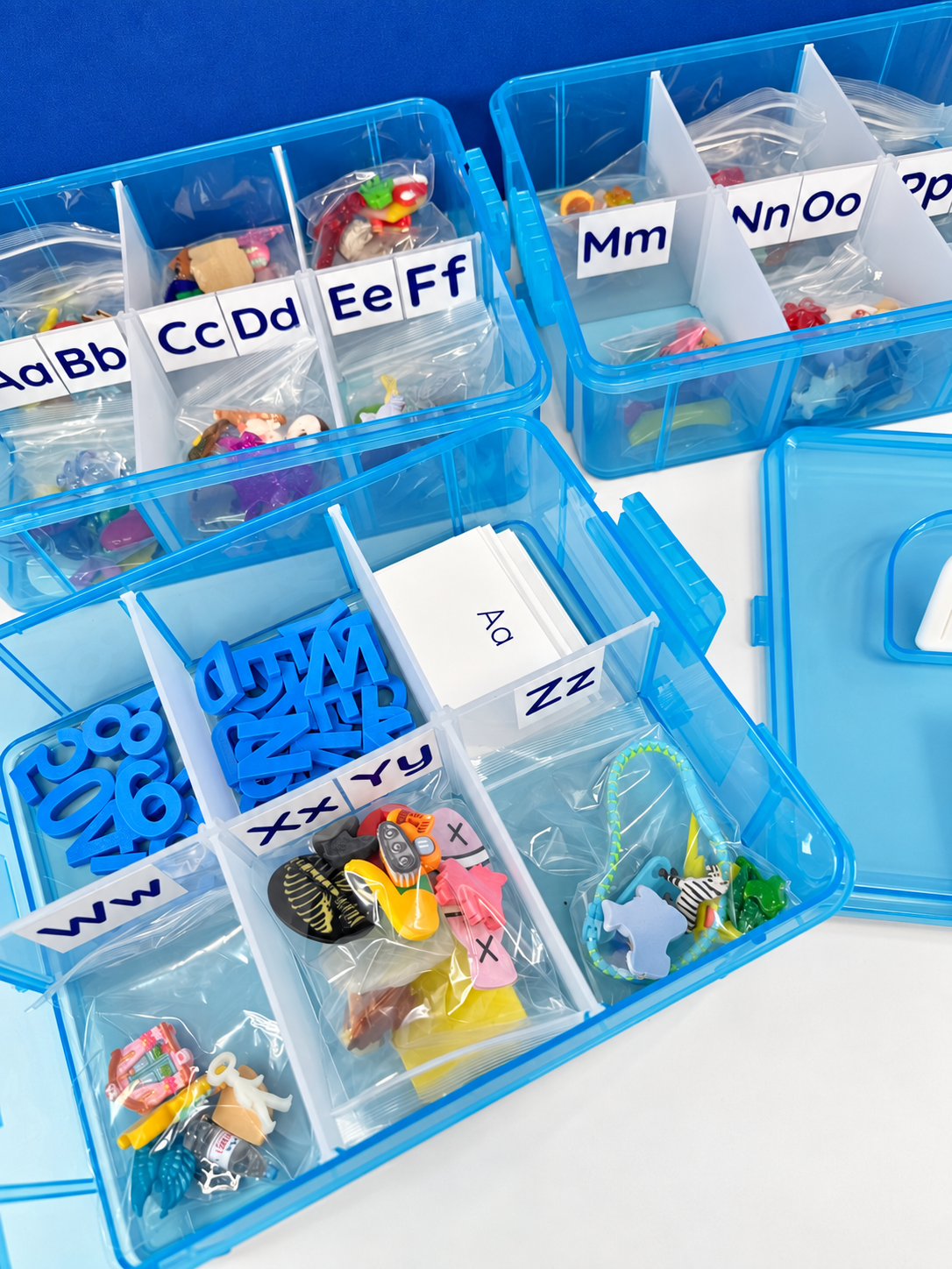 Alphabet & Counting Kit – Say & Play Mini Objects® with Portable Blue Organizer
