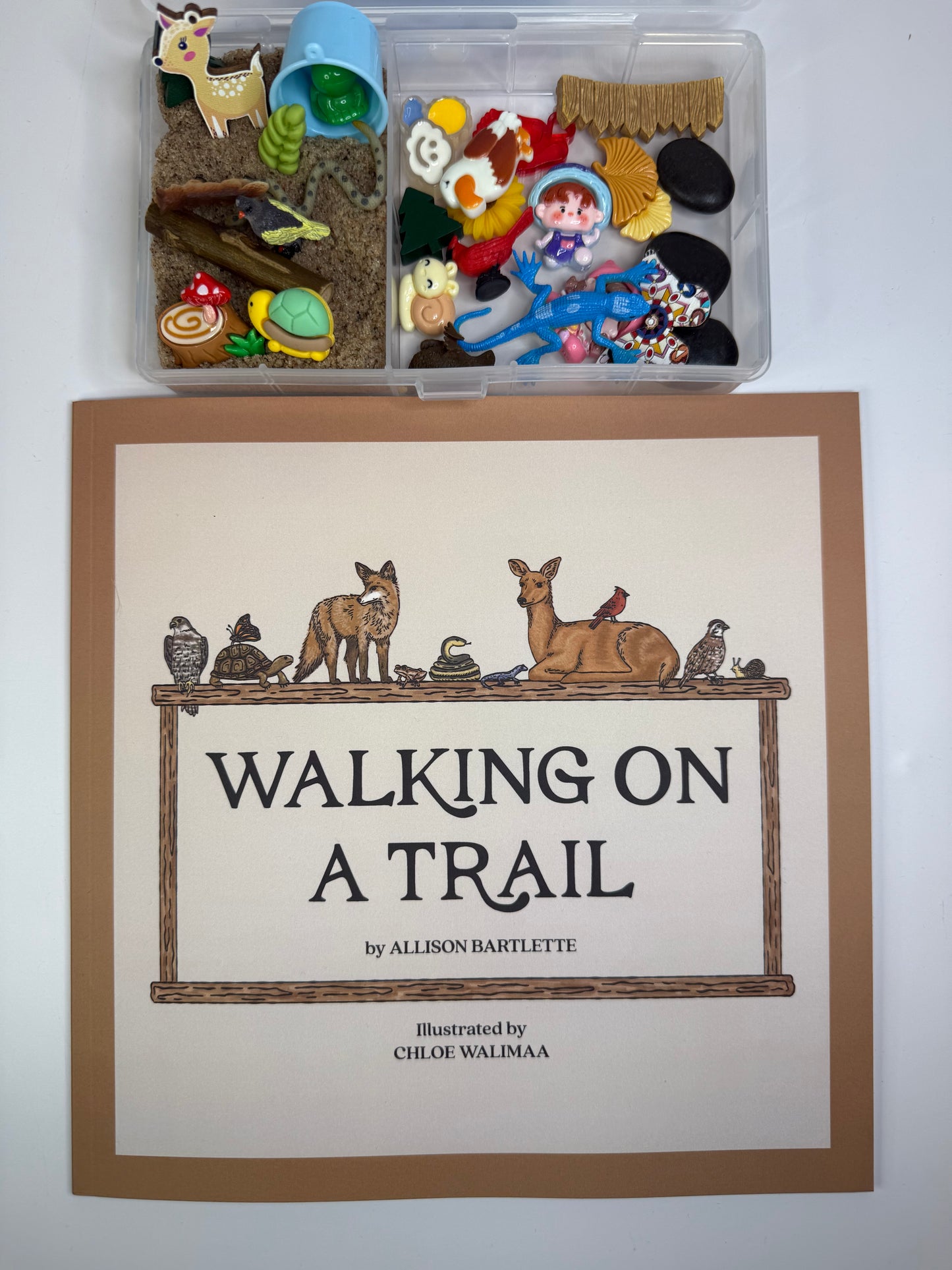 Say & Play Mini Objects Story Kit WITH BOOK Walking on a Trail Story Kit Nature and Animal Mini Objects Kinetic Sand Sensory Play Kit