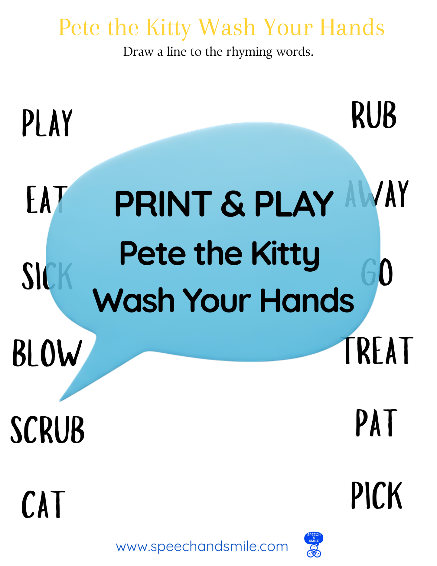 Say and Play Story Kit Companion Pack – Pete the Cat Wash Your Hands PRINTABLE ACTIVITIES Instant Download Book Extension