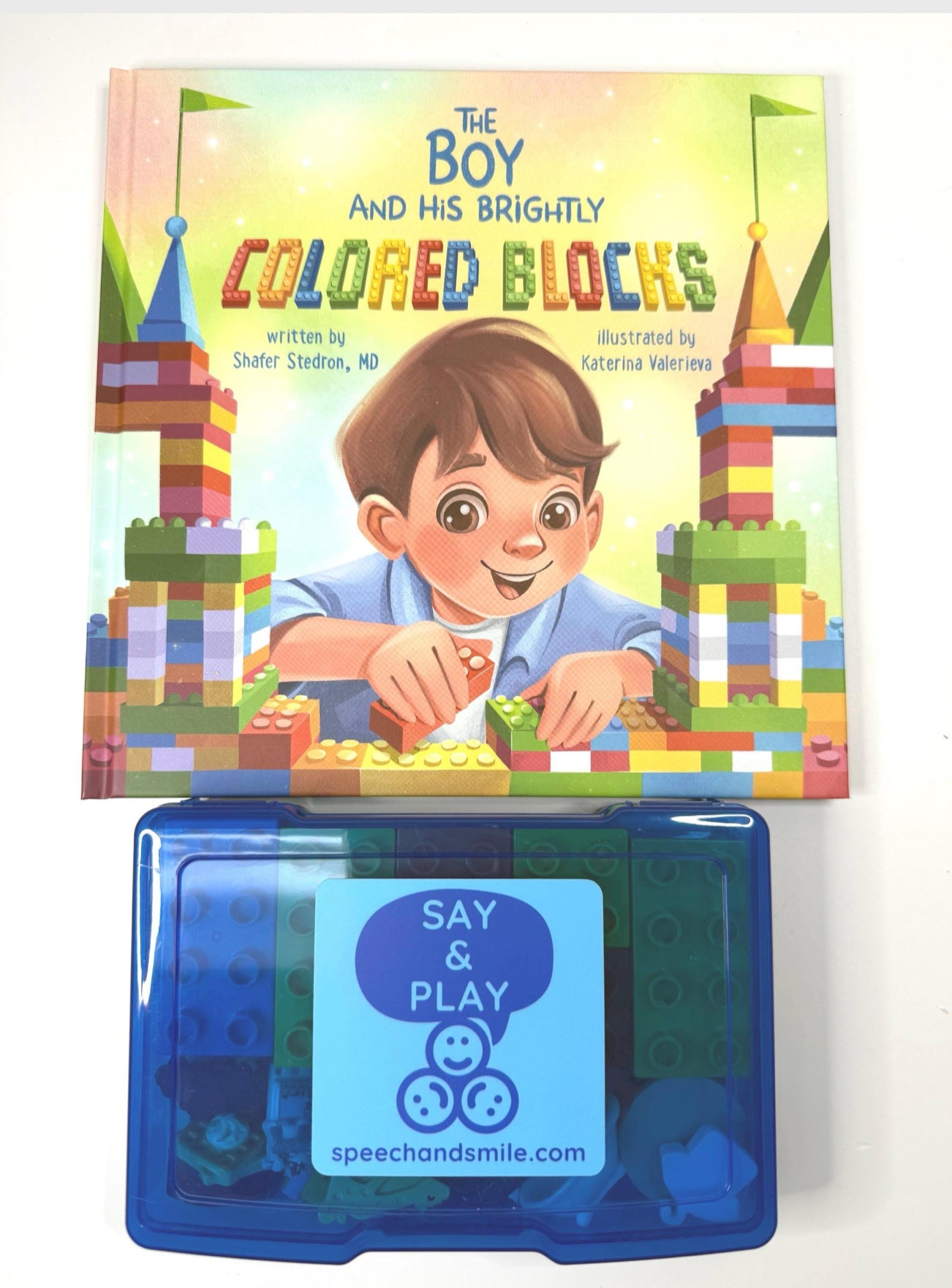 Story Kit About Emotions - Boy and His Brightly Colored Blocks INCLUDES BOOK – Mini Objects Speech Therapy Book Companion