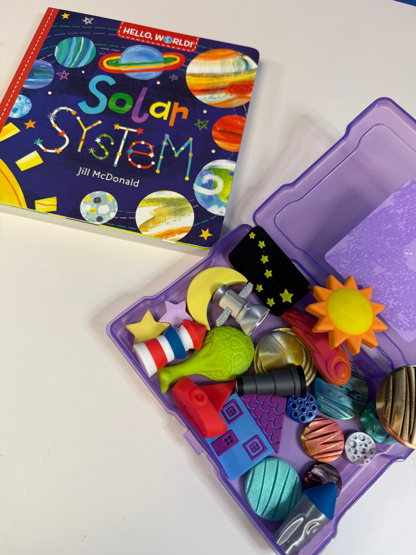 Space Book and Story Objects Speech Therapy Solar System Theme Miniatures - Say and Play Story Kit
