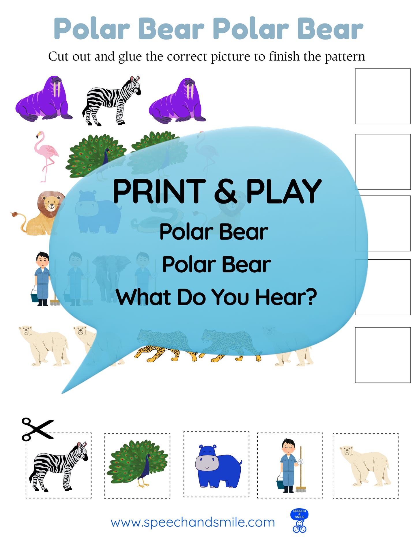 Say and Play Story Kit Companion Pack – Polar Bear Polar Bear What do you Hear? PRINTABLE ACTIVITIES Instant Download Book Extension