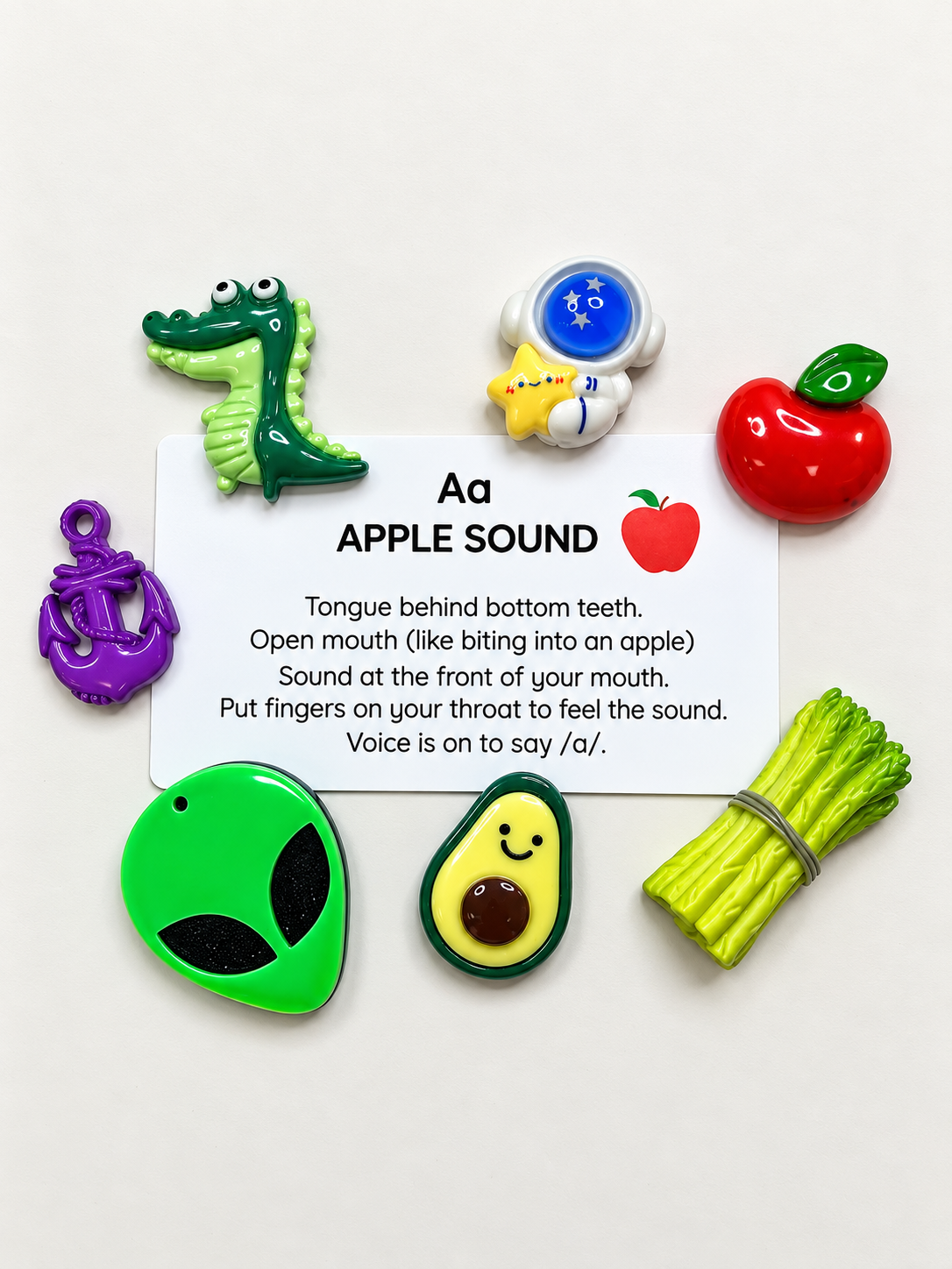 Alphabet Mini Objects – Individual Letter Set | 7 Objects + Double-Sided Sound Cue Card | Speech Therapy & Phonics