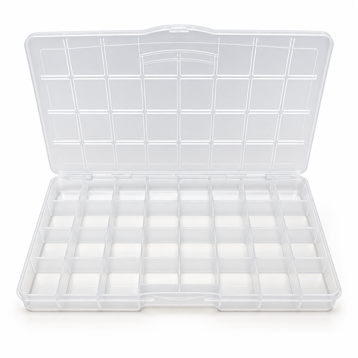 Clear 32-Compartment Organizer Case | Snap-Close Storage Box - DIY Craft Set