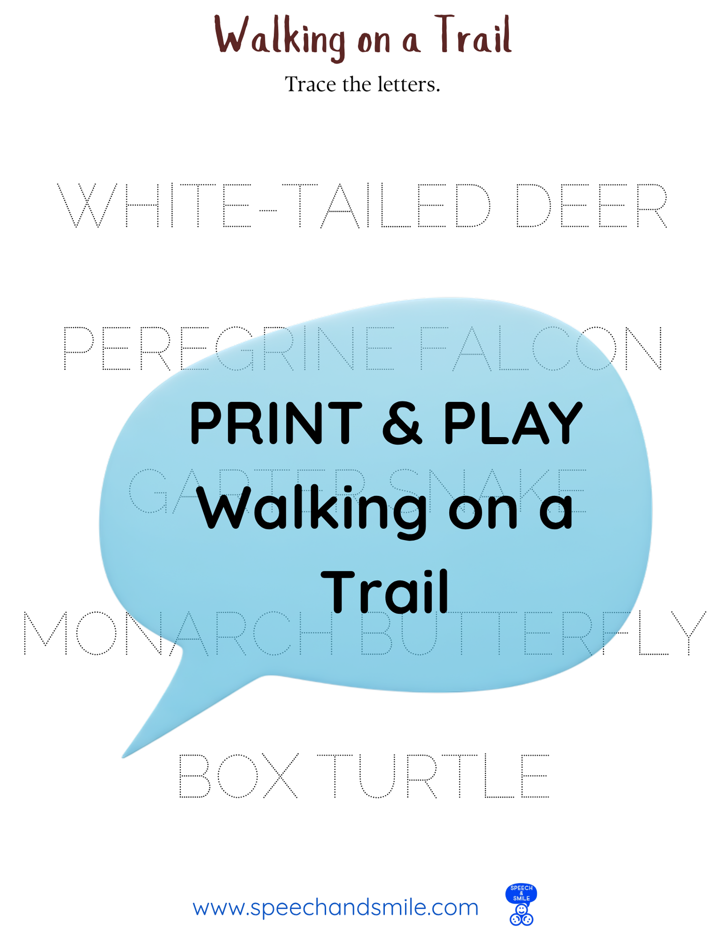 Say and Play Story Kit Companion Pack - Walking on a Trail - PRINTABLE ACTIVITIES Instant Download Book Extension