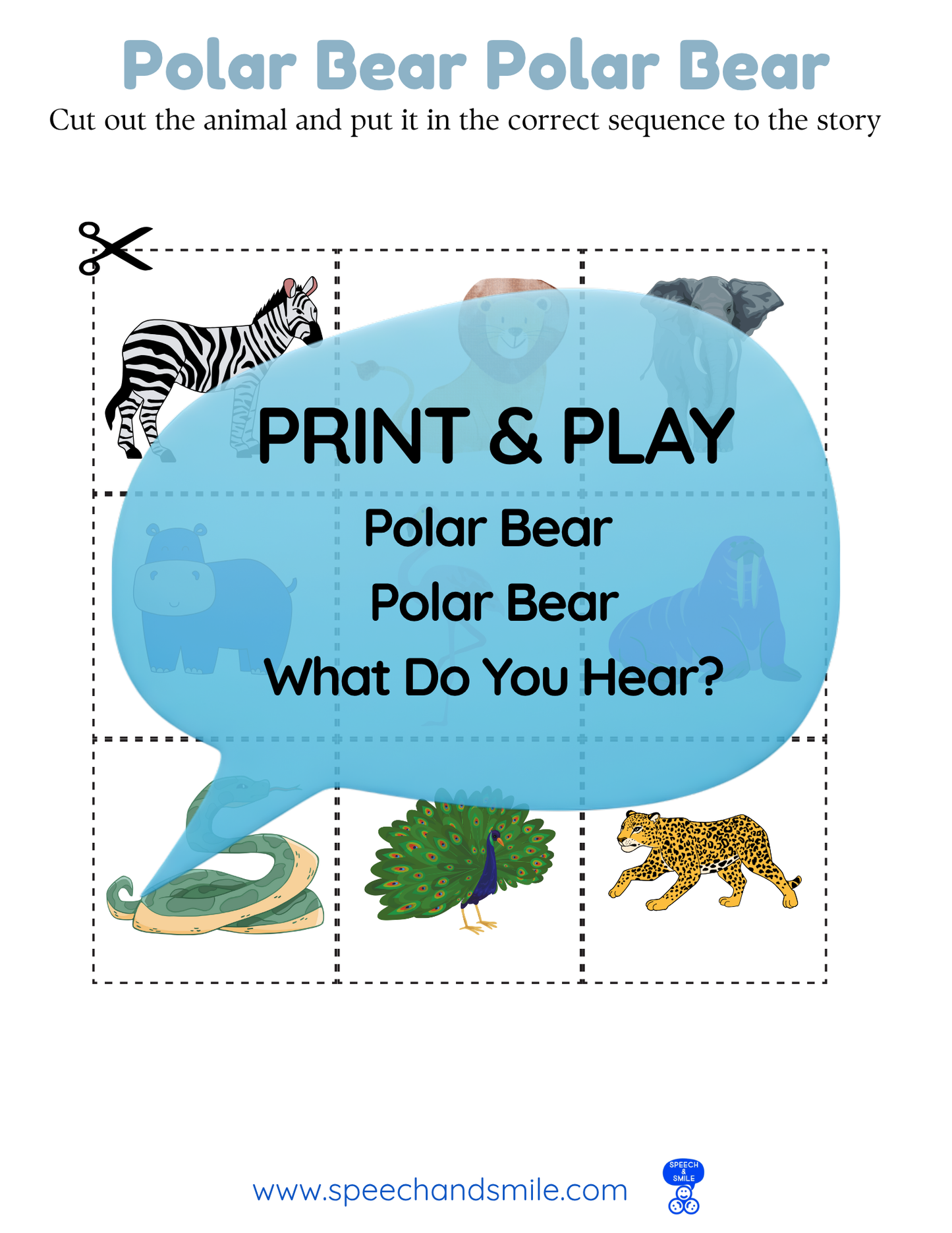 Say and Play Story Kit Companion Pack – Polar Bear Polar Bear What do you Hear? PRINTABLE ACTIVITIES Instant Download Book Extension