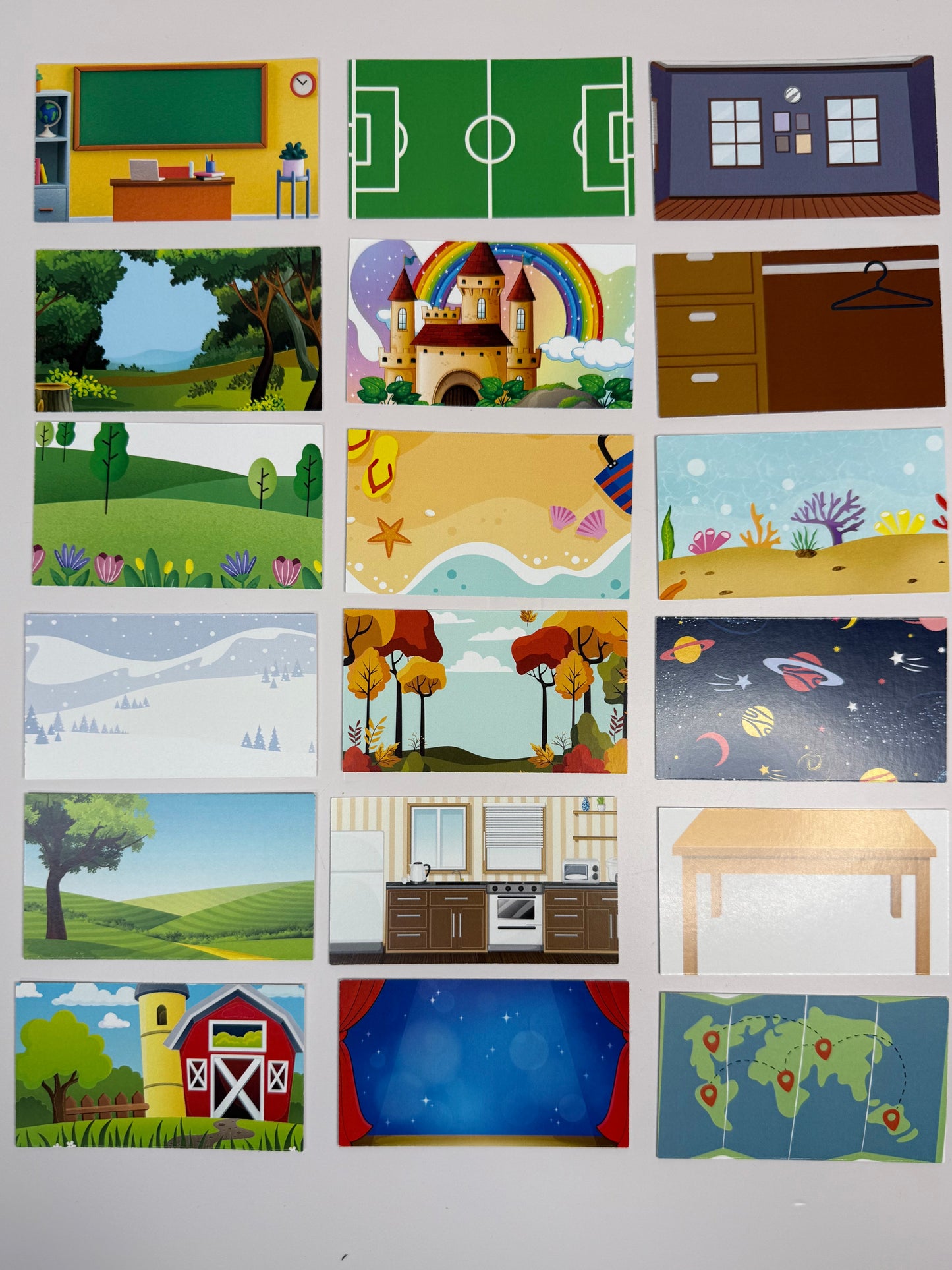 Theme Cards for Mini Objects – Double-Sided flash cards for Speech Therapy, Learning Centers, Professionally Printed