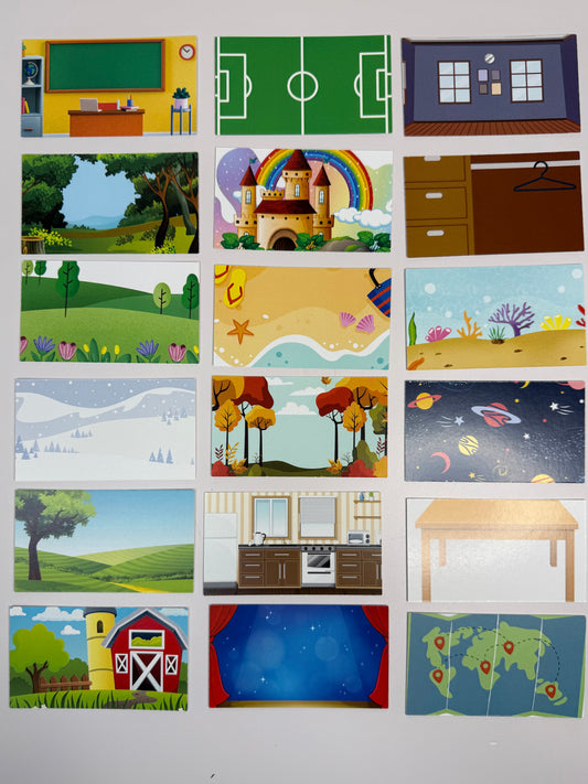 Theme Cards for Mini Objects – Double-Sided flash cards for Speech Therapy, Learning Centers, Professionally Printed