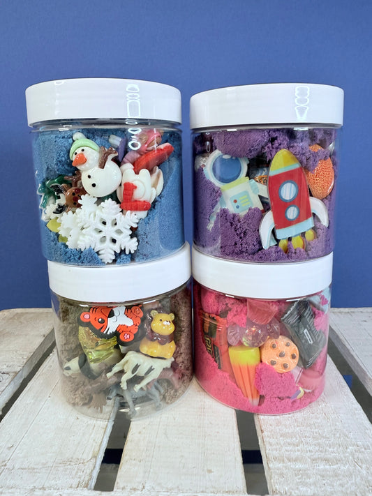 Sensory Sand with Mini Objects - Pick your Theme Trinkets - explore miniatures in the kinetic sand