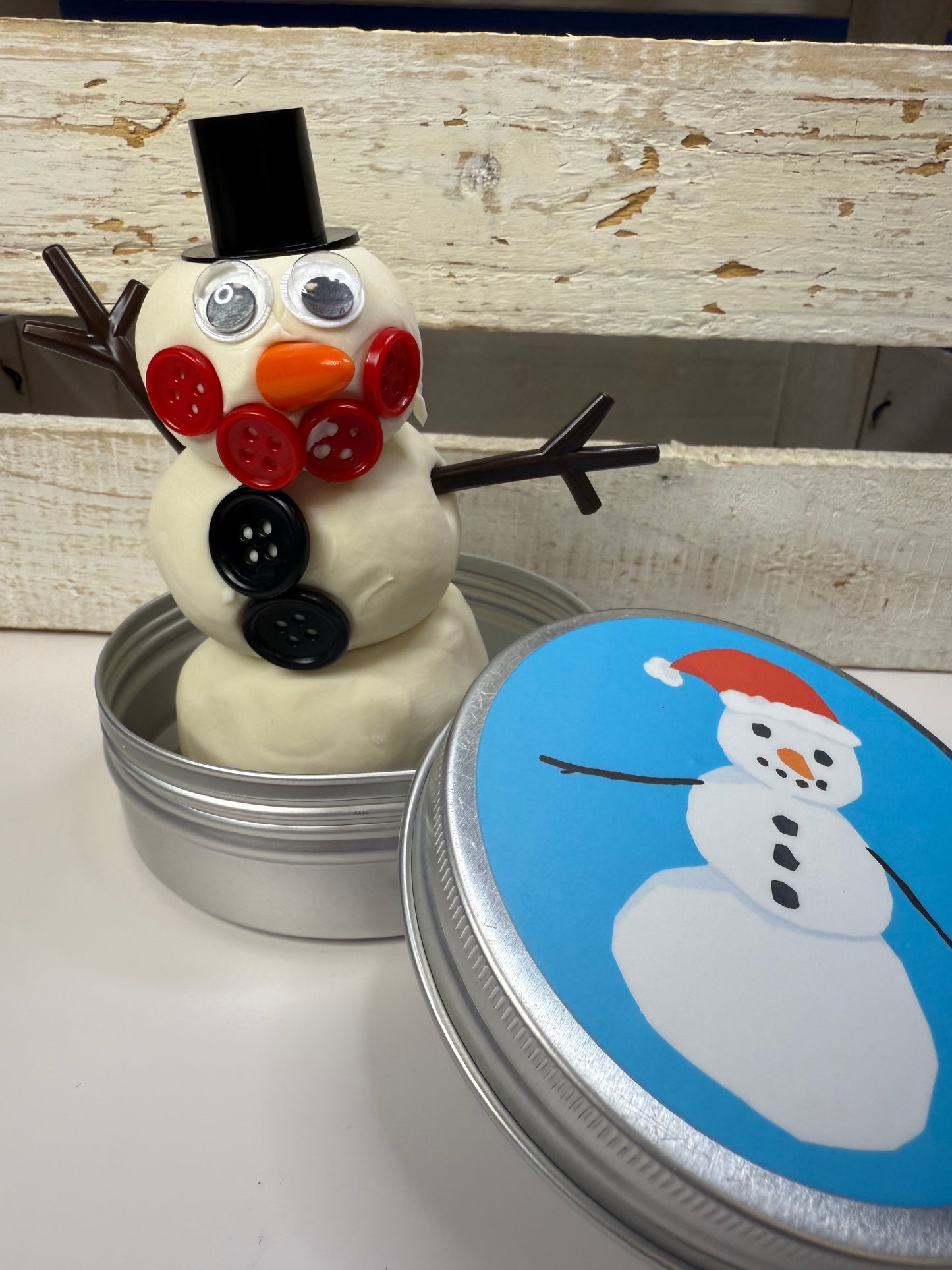 Melted Snowman Activity - Build a Snowman with Playdough and Parts -Winter Sensory Craft  - Snow Trinkets
