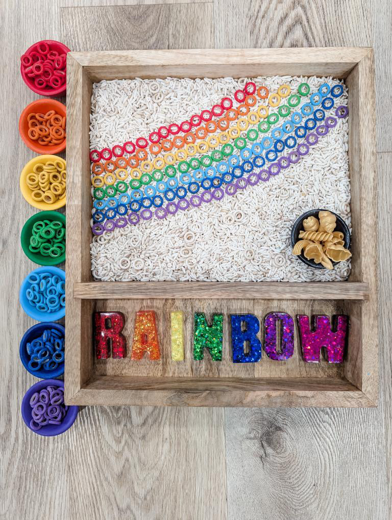 Ring Around the Rainbow Sensory Bin Filler - Color Sorting Activity and Add on with Mini Objects
