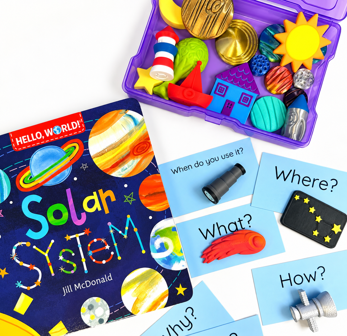 Space Mini Objects & Solar System -Book Included  - Story Kit