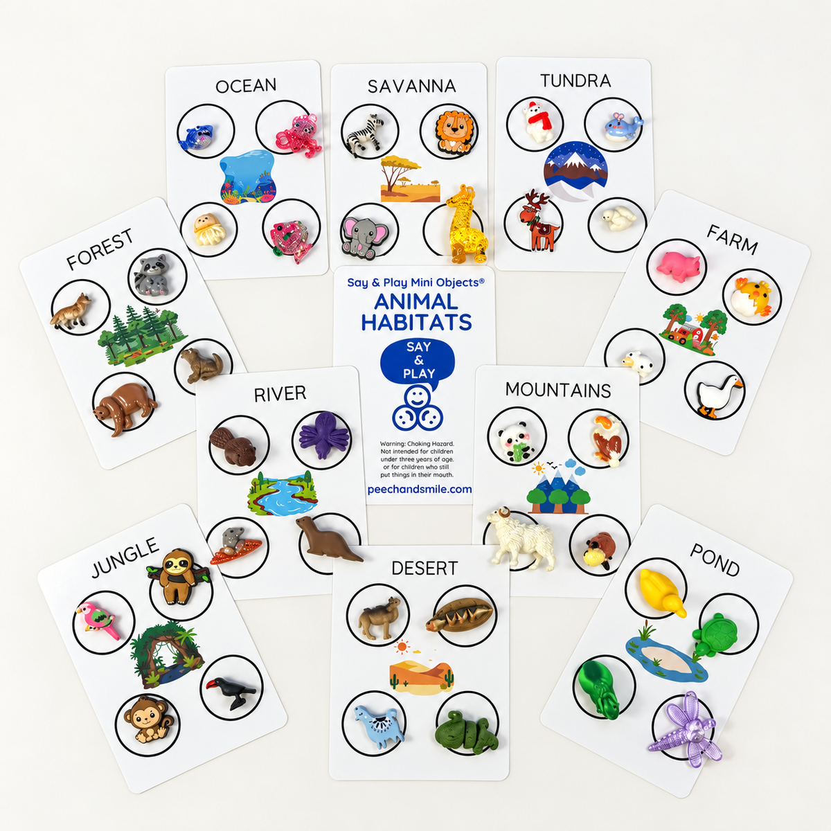 Animal Habitat Sorting Set | 10 Habitat Cards & 40 Mini Animals