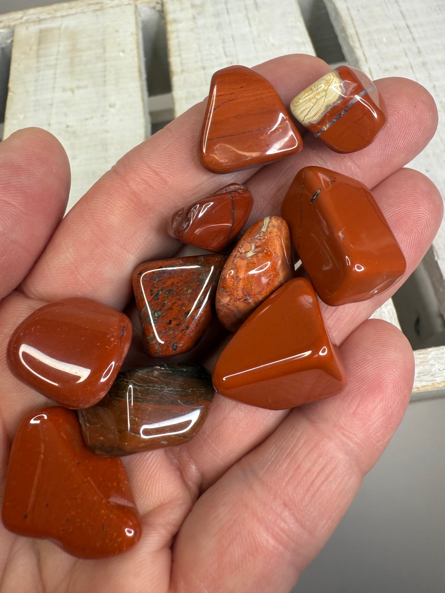 Polished Red Jasper Stone – Collect Gemstones Alphabet Objects  – Speech Therapy Mini Objects