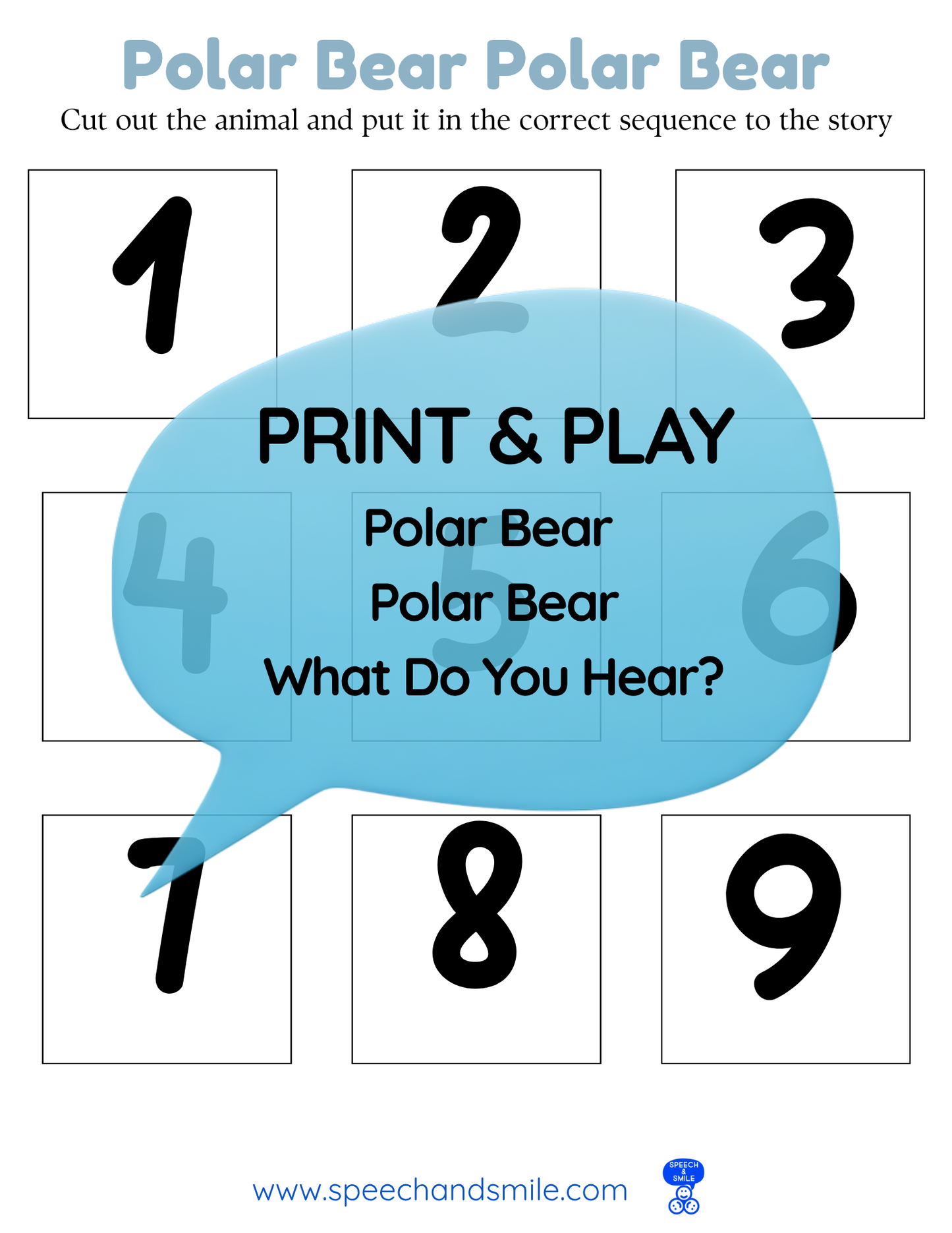 Say and Play Story Kit Companion Pack – Polar Bear Polar Bear What do you Hear? PRINTABLE ACTIVITIES Instant Download Book Extension