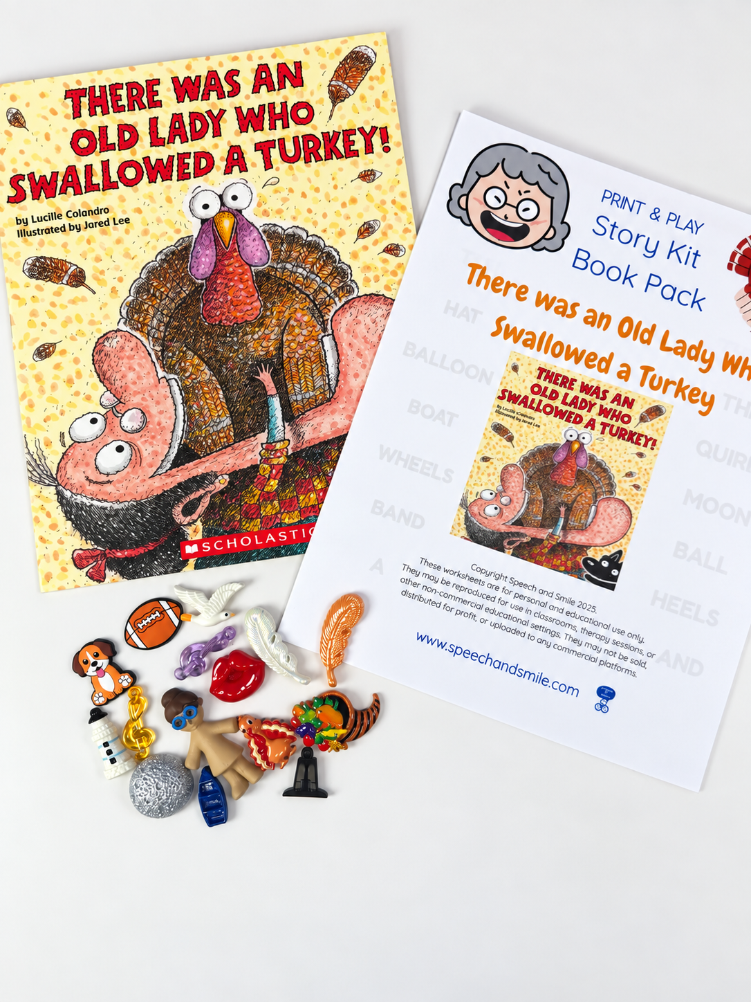 There Was an Old Lady Who Swallowed a Turkey with Mini Objects INCLUDES the BOOK