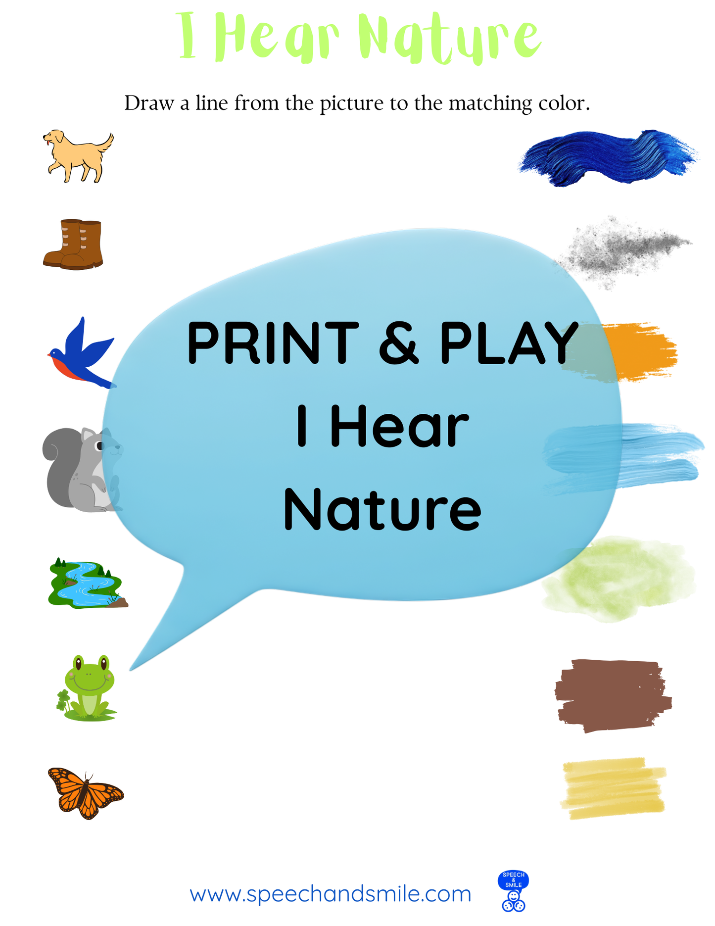 Say and Play Story Kit Companion Pack – I Hear Nature PRINTABLE ACTIVITIES Instant Download Book Extension