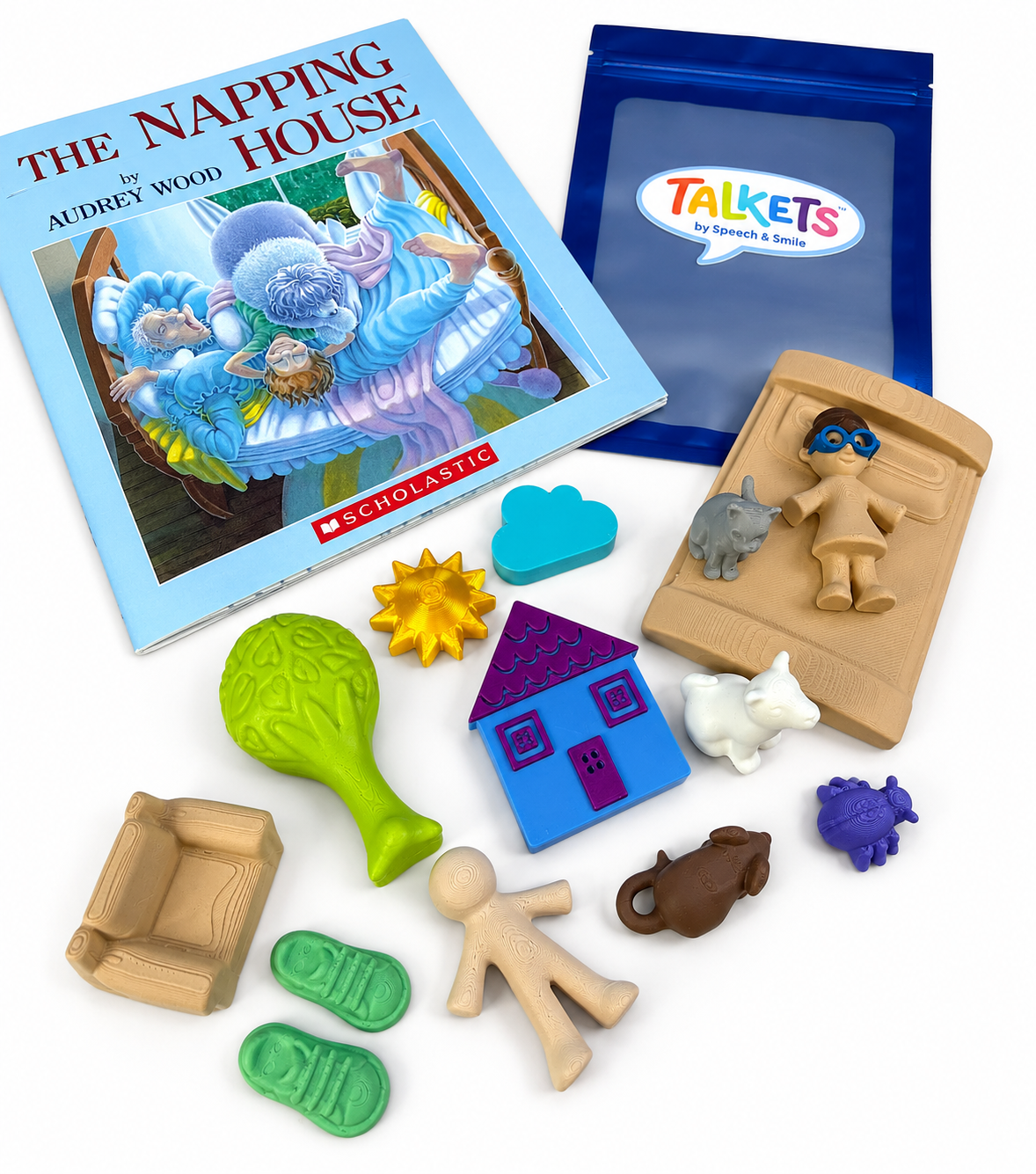 Napping House Story Prop Set |  Speech Therapy Story Retell Props -  Talkets™ Mini Objects