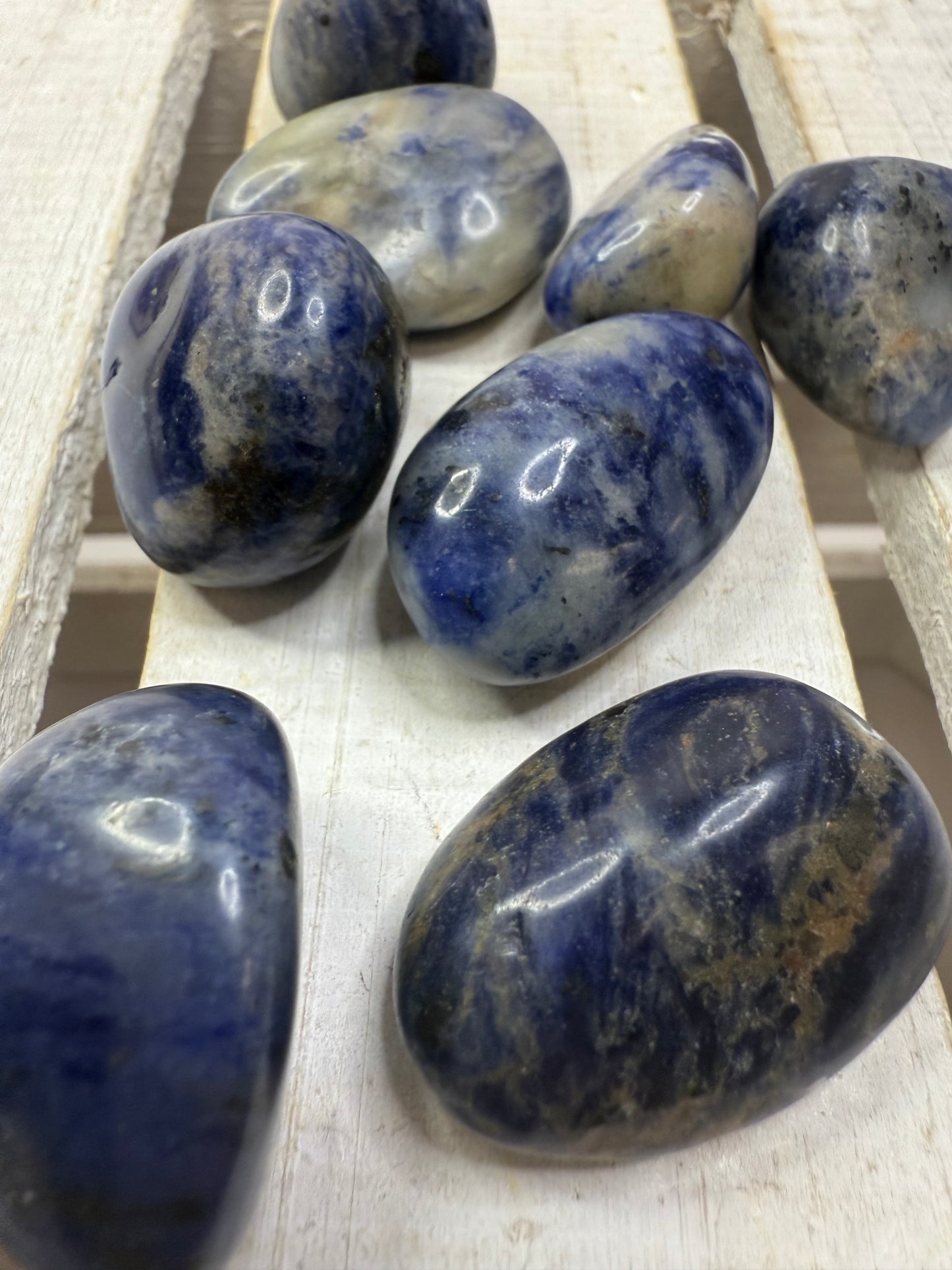 Polished Sodalite Stones Natural Tumbled Gemstones Rocks  Speech Therapy Mini Objects Blue Stones