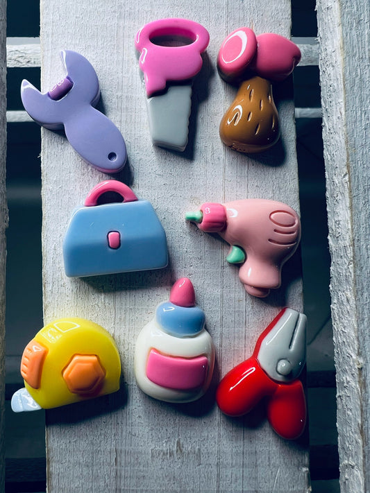 Miniature Tool Set of 8 Trinkets Tool Theme Mini Objects Dollhouse Tools Speech Therapy Mini Objects Doodads Construction Minis