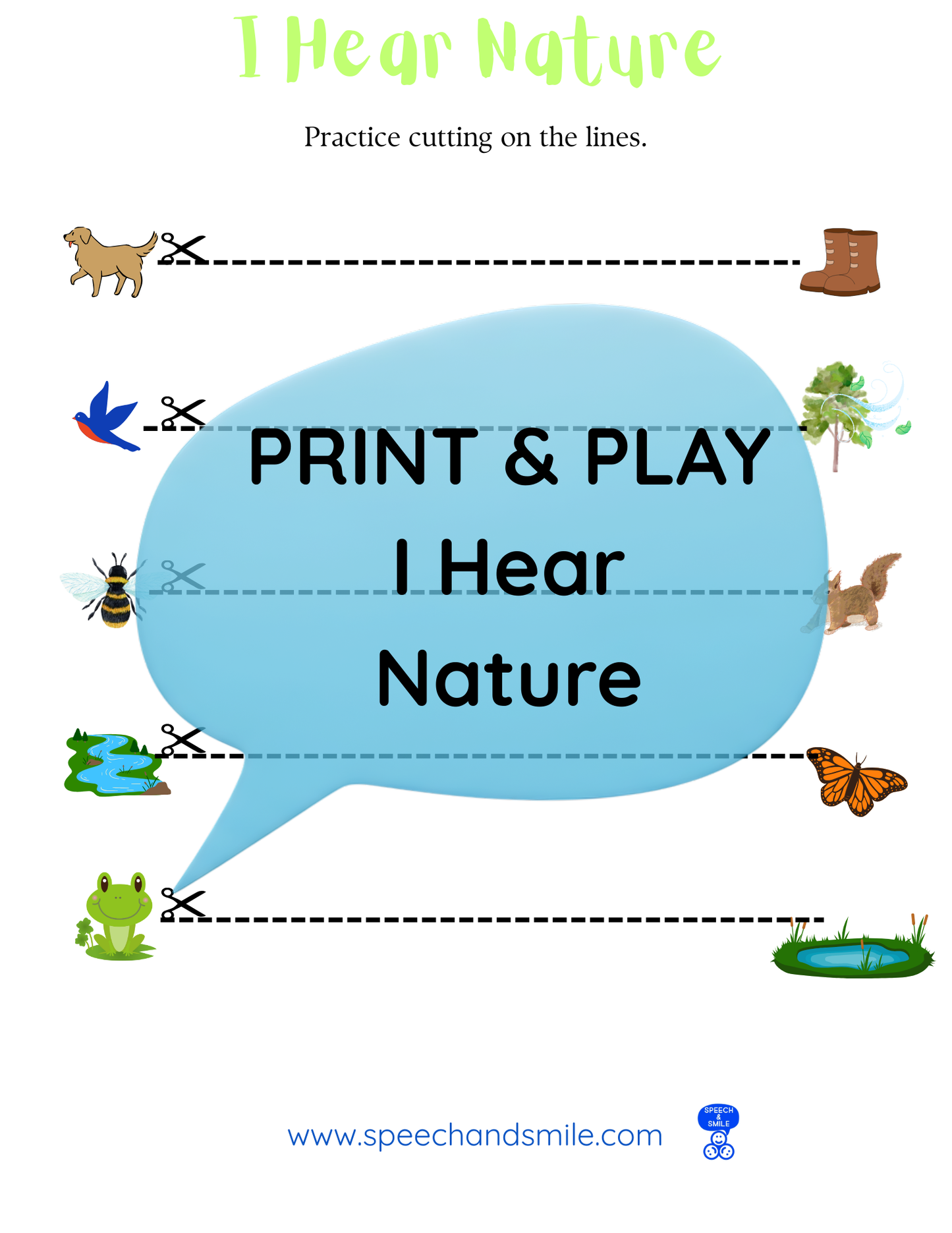 Say and Play Story Kit Companion Pack – I Hear Nature PRINTABLE ACTIVITIES Instant Download Book Extension