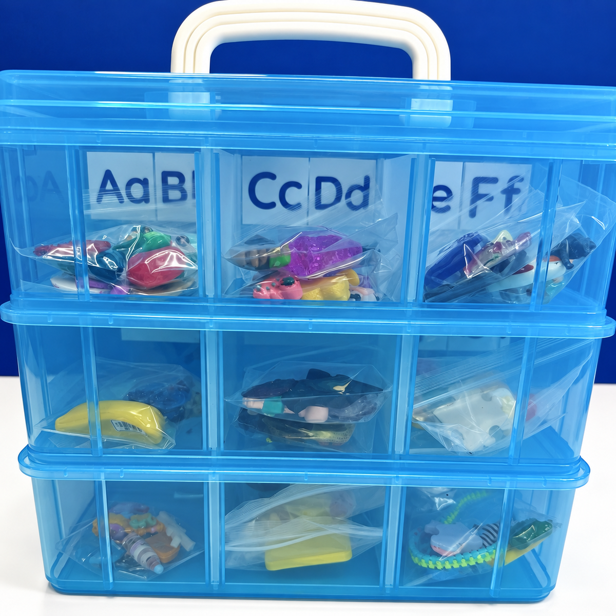Alphabet & Counting Kit – Say & Play Mini Objects® with Portable Blue Organizer