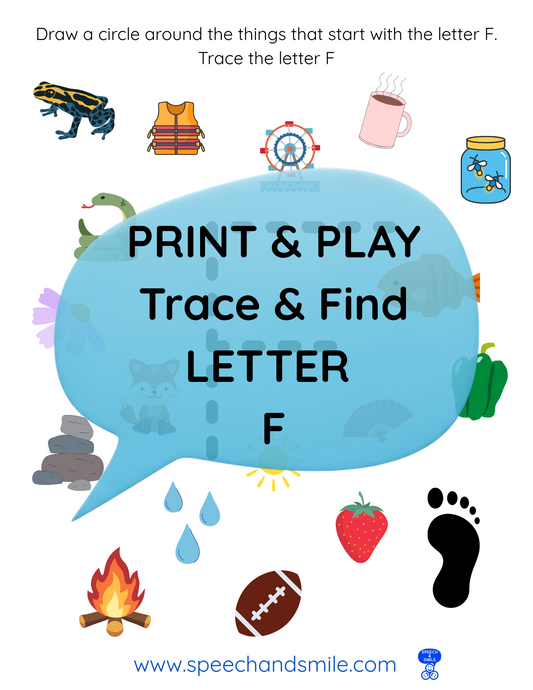 Print & Play Alphabet Worksheet - Letter F Activity Find and Circle Letter Sounds - Educational Printable Instant Download