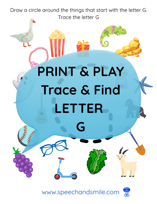Print & Play Alphabet Worksheet - Letter G Activity Find and Circle Letter Sounds - Educational Printable Instant Download