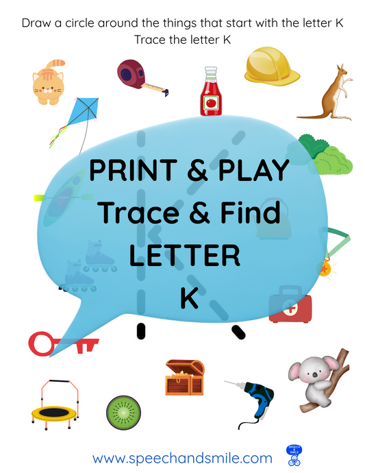 Print & Play Alphabet Worksheet - Letter K Activity Find and Circle Letter Sounds - Educational Printable Instant Download