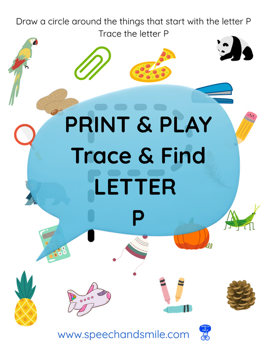Print & Play Alphabet Worksheet - Letter P Activity Find and Circle Letter Sounds - Educational Printable Instant Download