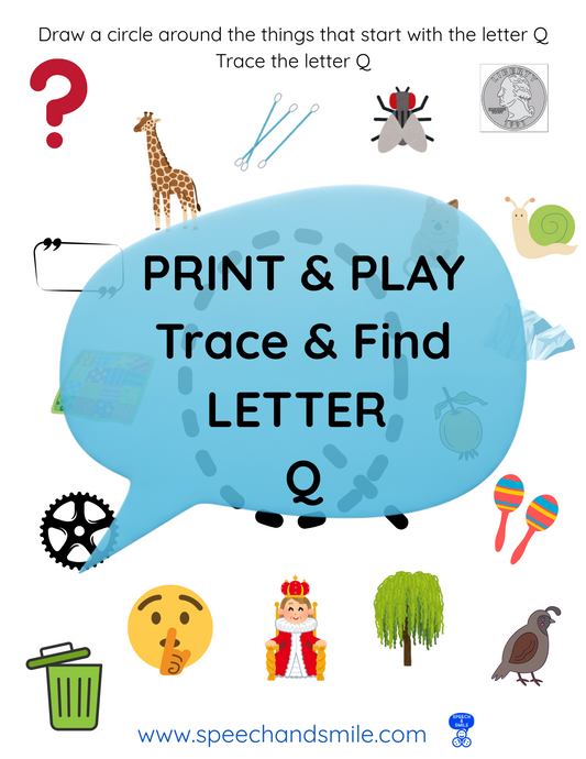 Print & Play Alphabet Worksheet - Letter Q Activity Find and Circle Letter Sounds - Educational Printable Instant Download