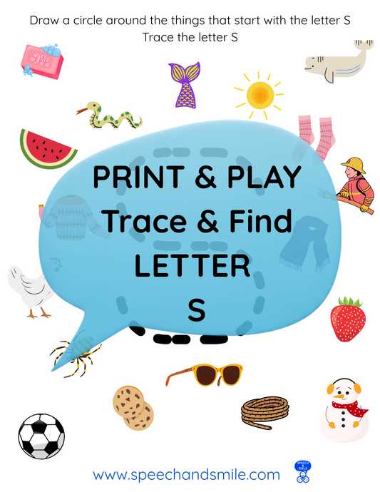 Print & Play Alphabet Worksheet - Letter S Activity Find and Circle Letter Sounds - Educational Printable Instant Download