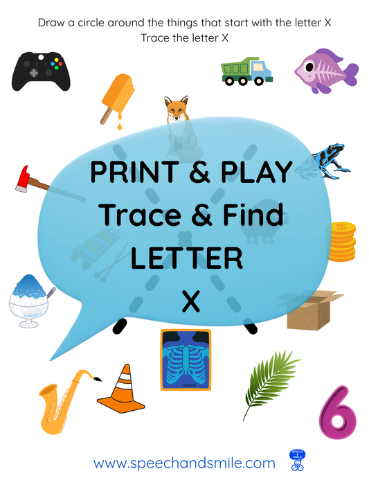 Print & Play Alphabet Worksheet - Letter X Activity Find and Circle Letter Sounds - Educational Printable Instant Download