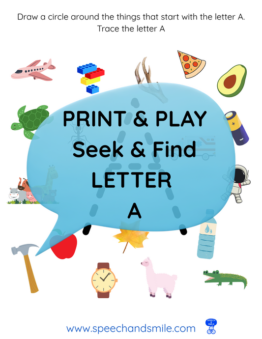 Print & Play Alphabet Worksheet - Letter A Activity Find and Seek Circle Letter Sounds - Educational Printable Instant Download