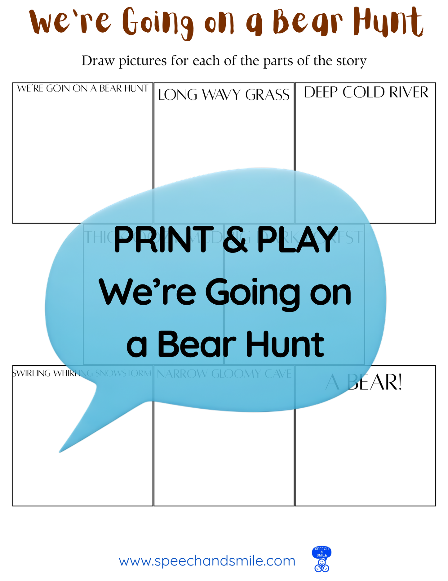 Say and Play Story Kit Companion Pack - We're Going on a Bear Hunt PRINTABLE ACTIVITIES Instant Download Book Extension