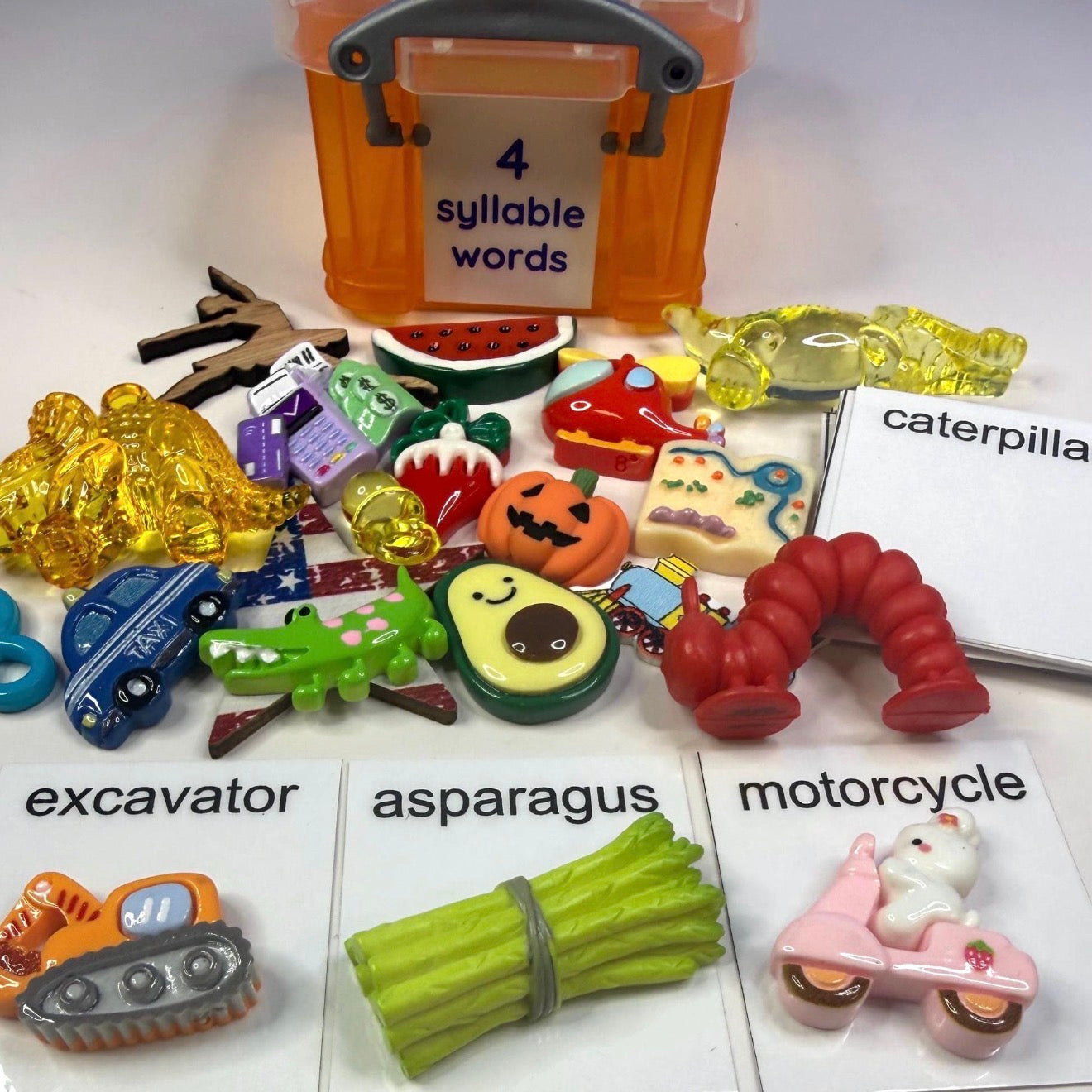 Word Shape Mini Objects Kit for Speech Therapy | Apraxia, Articulation, cvc, cvcv, cvcvc, vc, cv, 3 & 4 Syllable Words