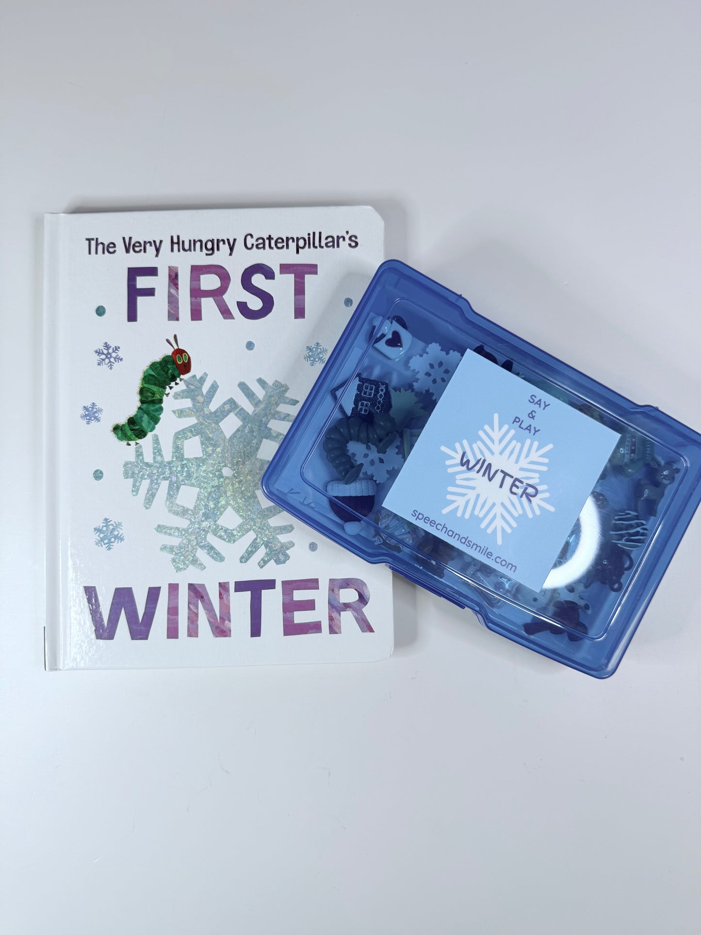 Oruga hambrienta INVIERNO Libro y objetos de historia-Kit de historia de invierno-Accesorios de historia-Mini objetos de oruga hambrienta