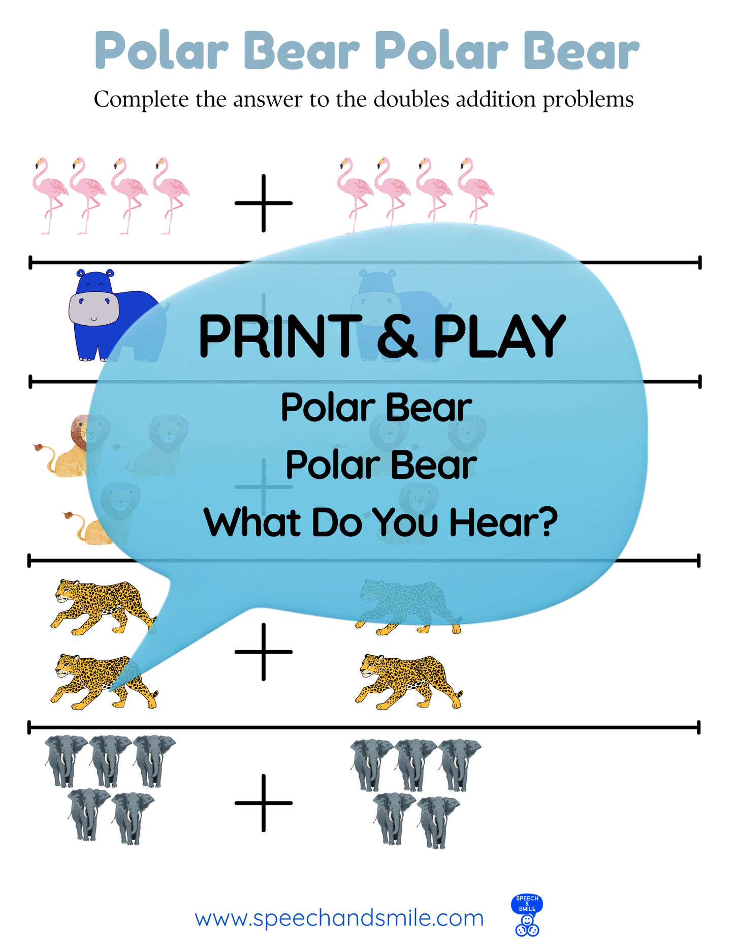 Say and Play Story Kit Companion Pack – Polar Bear Polar Bear What do you Hear? PRINTABLE ACTIVITIES Instant Download Book Extension