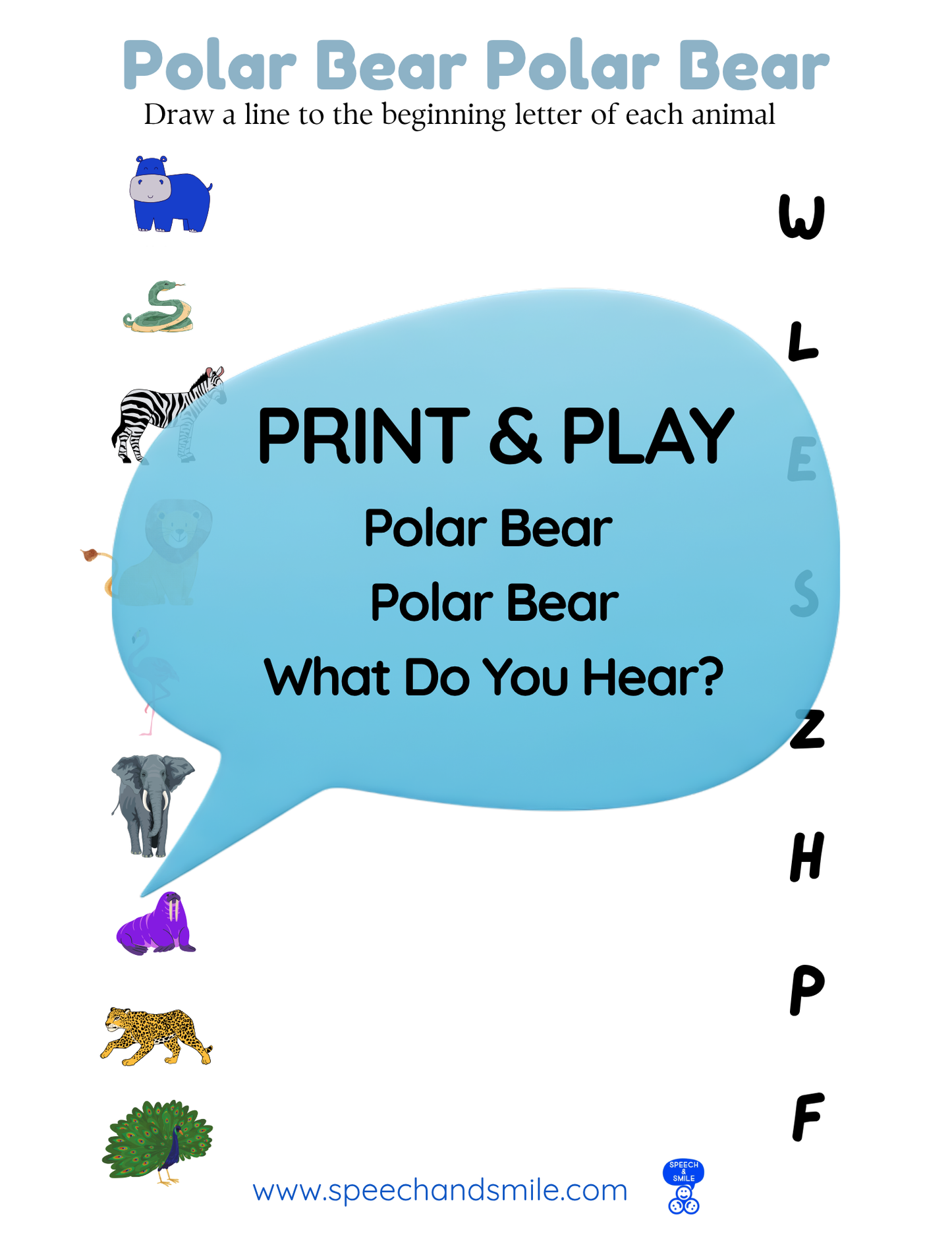 Say and Play Story Kit Companion Pack – Polar Bear Polar Bear What do you Hear? PRINTABLE ACTIVITIES Instant Download Book Extension