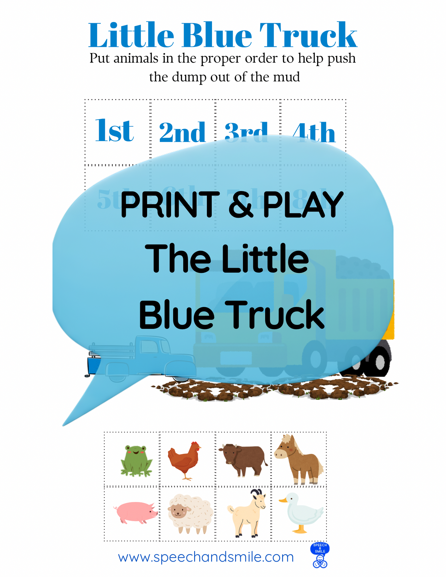 Say and Play Story Kit Companion Pack – Little Blue Truck PRINTABLE ACTIVITIES Speech & Language Instant Download Book Extension